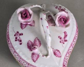 143 Lot 40 Herend Hungary hand painted heart form