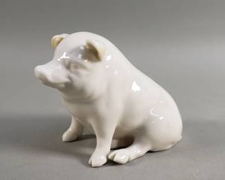 Lot # : 12 - Vintage Belleek porcelain pig figurine
