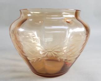 Lot # : 359 - Amber glass vase with wheel-cut floral motifs