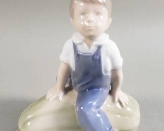 Lot # : 10 - Vintage Royal Copenhagen "Boy On Gourd" porcelain figurine