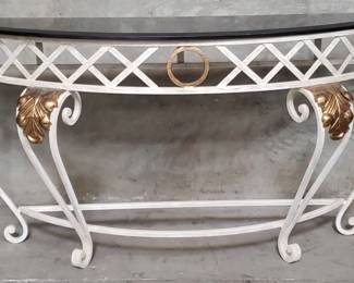 043 Lot 189 Vintage wrought iron console table with marble top