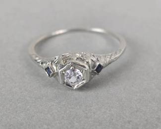 Lot # : 121 - Art Deco ring marked 10k gold with topaz stones