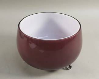 Lot # : 22 - Hand-blown footed glass bowl, made in Poland
