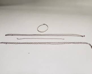 Lot # : 45 - Sterling silver chains and a bracelet
