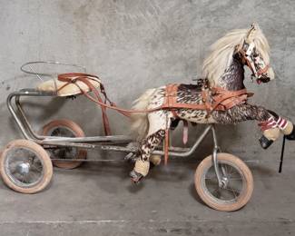 Lot # : 132 - Vintage metal and leather pedal horse tricycle