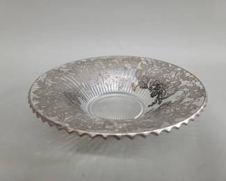 Lot # : 332 - Heisey glass bowl with silver overlay