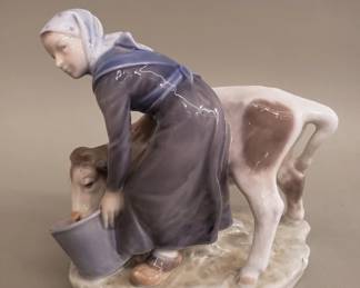 Lot # : 105 - Royal Copenhagen "girl with cow" porcelain figurine