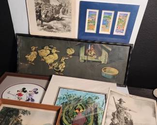 Lot # : 321h - Vintage art bundle with Disney cross-stitch