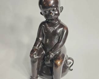 Lot # : 371h - Vintage spelter Chinese boy sculpture
