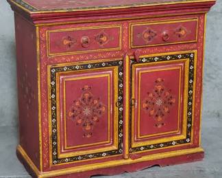 121 Lot 186 Moroccan hand painted storage cabinet