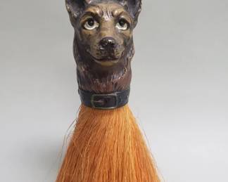 Lot # : 126 - Vintage composite German Shepard head clothing brush
