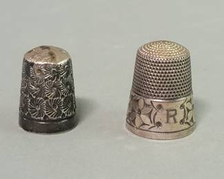 Lot # : 50 - Antique sterling silver thimbles