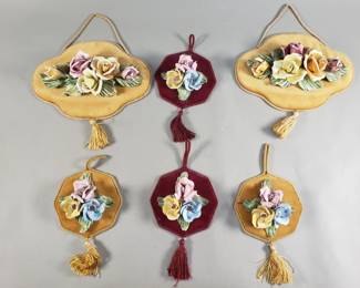 Lot # : 351 - Group of vintage Capodimonte and velvet plaques