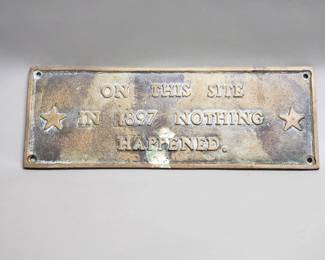 Lot # : 181 - Vintage brass plaque