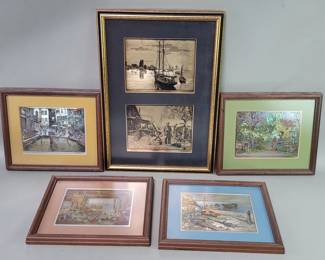 166 Lot 536 Five Lionel Barrymore gold tone etchings