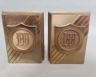 Lot # : 120 - Art Deco monogram metal bookends