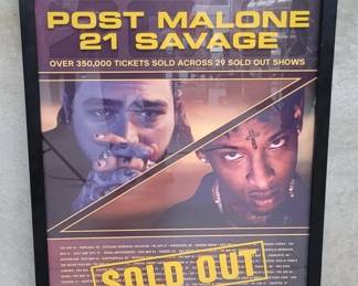 039 Lot 484 Post Malone 21 Savage sold out poster presented