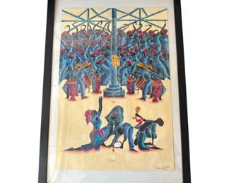 077 Lot 428h Framed Martino Dorce signed watercolor painting