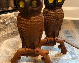 Antique Owl Andirons
