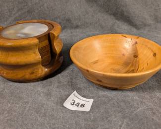 Wood & Agate Coasters, Signed Wooden Bowl