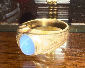14k mans Lindy star sapphire