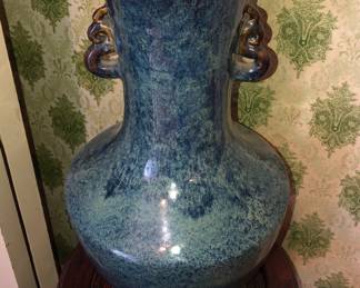 Chinese robins egg flambé Jun ware vase?