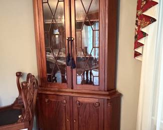 Corner mahogany cabinet - two pieces