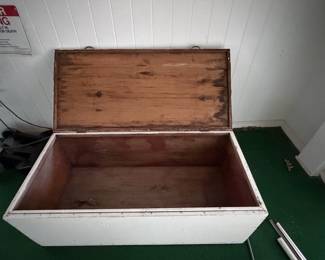 Large wood box in pool area