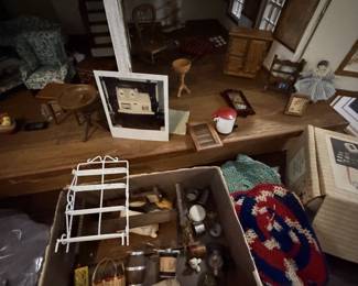 1960 doll house. Needs work, but has tons of miniatures. At one time all the lights worked.