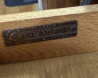 Pair of vintage Fine Arts Furniture Co drop leave side tables made in Grand Rapids Michigan