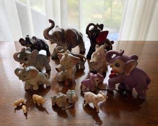 Collection of vintage ceramic elephants
