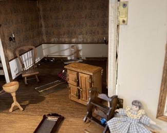 1960 doll house. Needs work, but has tons of miniatures. At one time all the lights lit up.