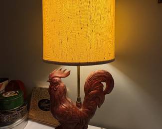 Vintage ceramic rooster lamp