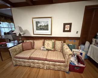 Lovely floral sleeper sofa and side chair - extra fabric on large roll
