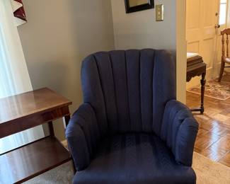 Navy upholstered chair