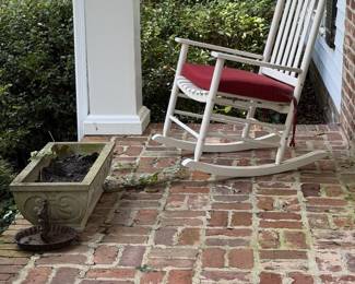 Wood rockers and concrete planters