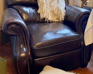 LEATHER RECLINER, FOOTSTOOL