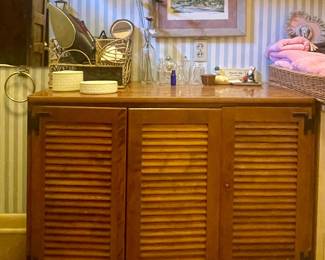 WOOD CABINET WITH SHUTTER DOORS