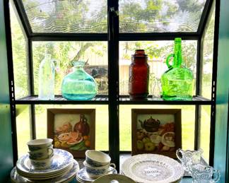 COLORED GLASSWARE, CHINA SETS