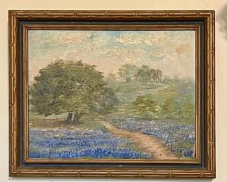 8X10 BLUEBONNET PAINTING BY L WALLACE