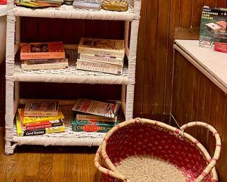 WICKER SHELF, BASKET, CHILDREN’S BOOKS