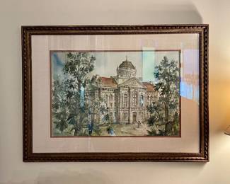 COLORADO COUNTY COURTHOUSE WATERCOLOR BY BETHEA