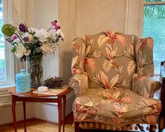 VINTAGE ARMCHAIR, ACCENT TABLE