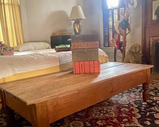 PRIMITIVE BENCH, RUSTIC HAT RACK, KING SIZE BED