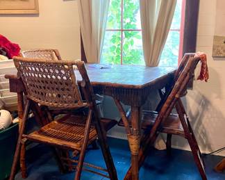 VINTAGE BAMBOO TABLE AND CHAIRS