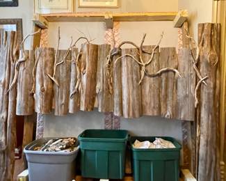 RUSTIC LOG AND TWIG KING HEADBOARD, LINENS