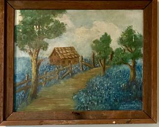 VINTAGE BLUEBONNET PAINTINGS BY RHODA OAKLEY