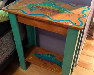 Hand Painted Fish Side Table