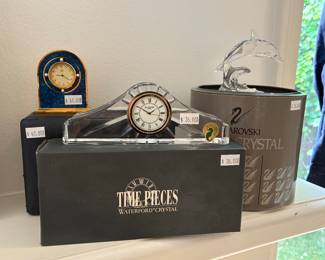Swarovski Crystal, Waterford Mantle Clock