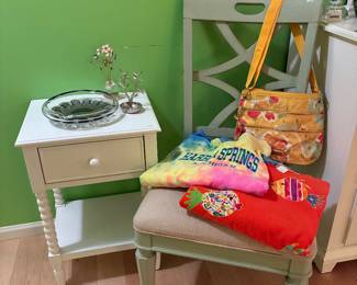 White Side Table, Accent Chair